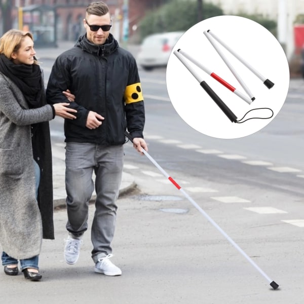 Enhanced Mobility Blind Cane - Sammenleggbar spaserstokk med reflekterende design for synshemmede - Lett bærbar guide for sikker navigering
