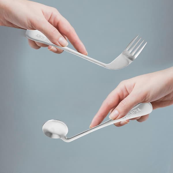 1 Set Self-Feeding Curved Fork Cutlery Angled Spoons Curved Fork for Elderly Patients [DB] 17.00X4.50X0.10CM 17.00X4.50X0.10CM