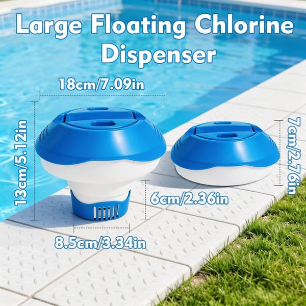 Klorpoolflåd, 7 tommer flydende pooldispenser til 200g klor- og bromtabletter