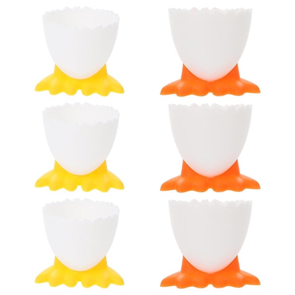 6 stk Søde Kop Plast Ægkop Æg Holder Kogt Æg Kop Æg Soldat Kopper Ægkop Base Gul Orange4 Yellow Orange 4.6X4.6X4.5CM