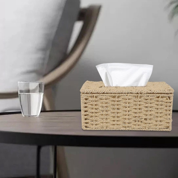 Rattan Vævsæske, Vintage Serviet Holder, Opbevaringsbeholder Til Rod, Stuebord Dekoration