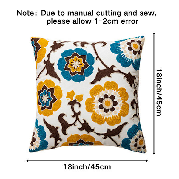 Decorative Pillowcase, Square Embroidered Throw Pillows, Modern Plant and Flower Pattern, Model 2