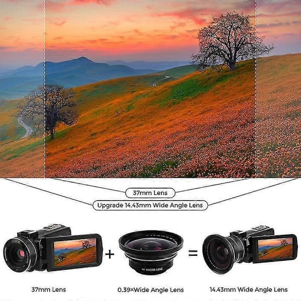Professionel 37mm Makro+72mm Vidvinkelobjektiv 0.39X Full HD til 4K Videokamera