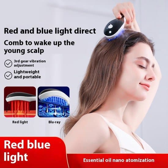 Scalp Massager - Electric Massage Brush - Scalp Massage Brush - Vibrating Massage Comb - Red Light - Spray Function - Black