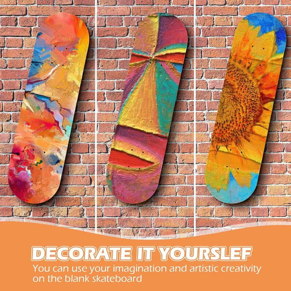 3-pakning blanke skateboarddekk 7-lags lønn maling kunst DIY size_name Orange