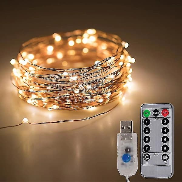 200 LED String Lights 20 m with Rechargeable Battery IP68 Waterproof 8 Modes Copper Wire Indoor/Outdoor with Remote Control and Timer, String Lights for ...