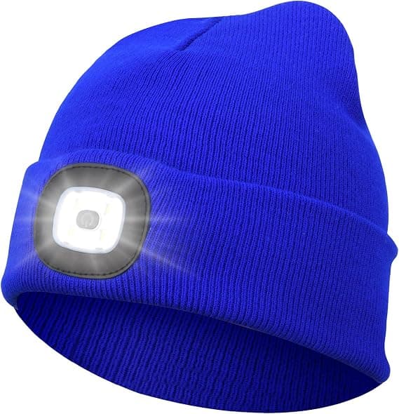 Blue Hat Light, with LED Knitted Hat Front and Strong Headlight