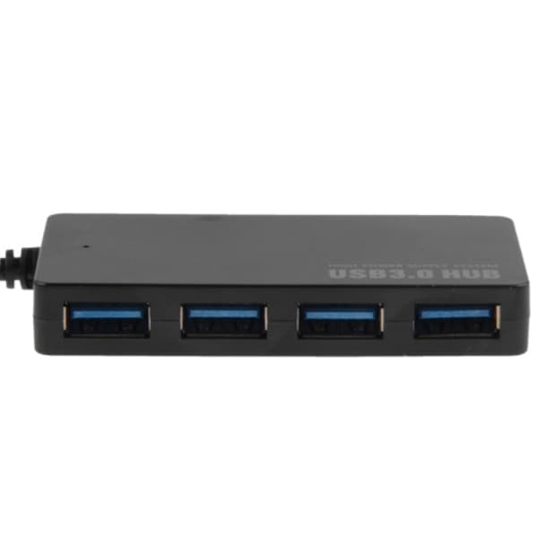 USB 3.0-hub med 4 højhastighedsporte - Op til 5 Gbps - Sort