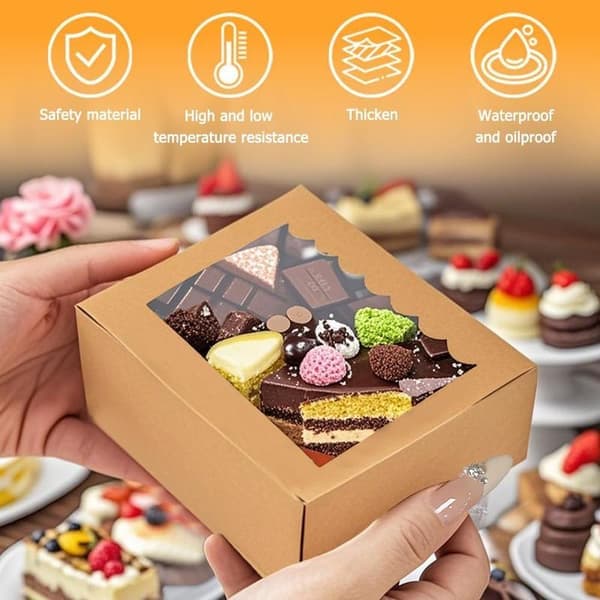 Cake Boxes, 30 Pcs Cupcake Boxes, Mini Cake Boxes Bakery Pastry Boxes with Window for Cake Pastry Pie Box Gift Box