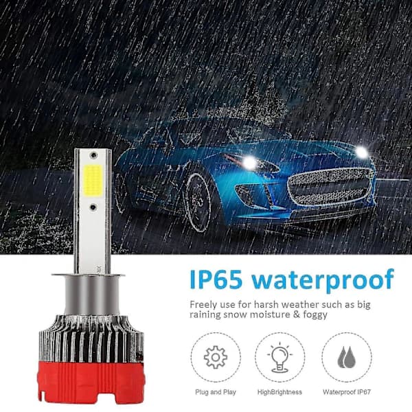 LED-lamper H1 for frontlykter, 6000k fjernlys, nærlys, 55w, 8000 lumen [ca]