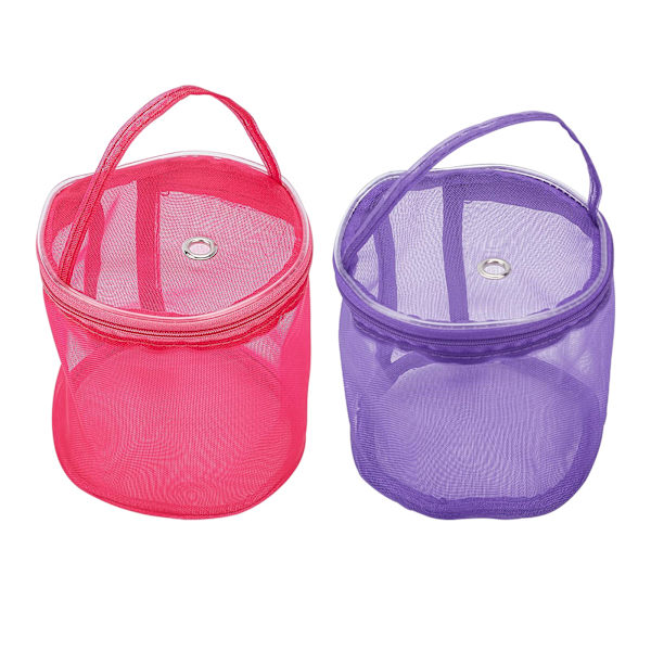 2 stk Tomme Mesh Garnposer, Bærbar Strikpose Opbevaringsæsker Toteposer Hæklet Tråd Sytilbehør (Fuchsia og Lilla)