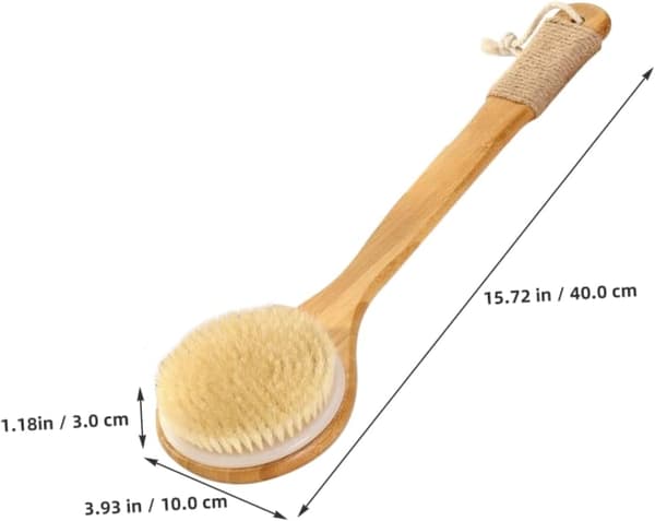 Long Handle Shower Brush Soft Bristles for Back Exfoliation Double-Sided Bath Scrubber Tool