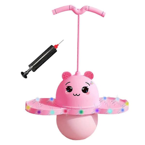Pogo Ball with Handle, Bouncing Ball for Outdoor Exercise, Indoor, Pink Pink Rosa