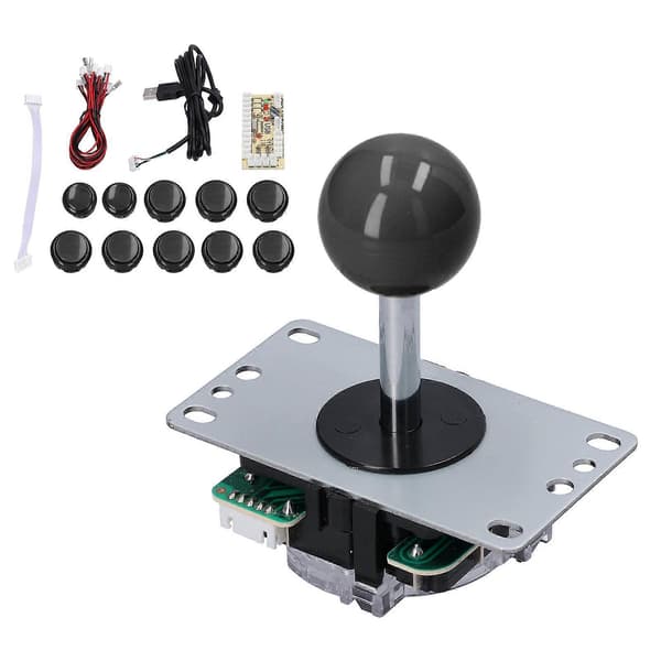 QM070901 Arcade Game Joystick Kit Zero Delay Arcade Game DIY Kit Parts with Encoder Board 10 Buttons Joystick for MAME Black