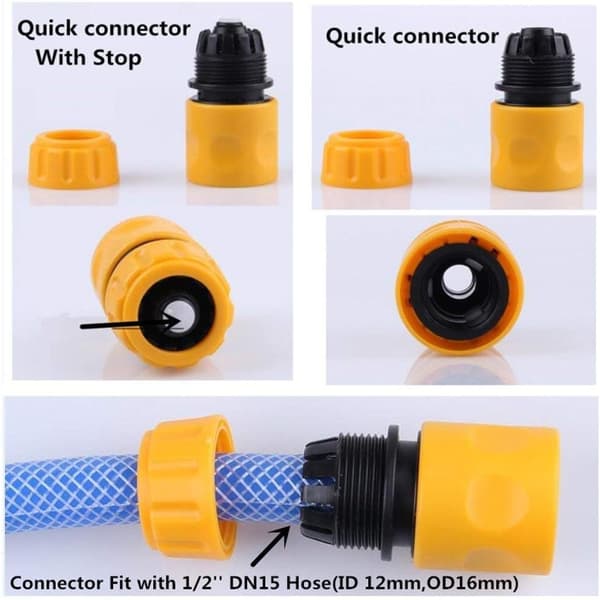Hose Connector Set, Including Multi Spray Nozzle Watering Gun, Hose End Quick and Water Stop Connector, Threaded Tap Adapter