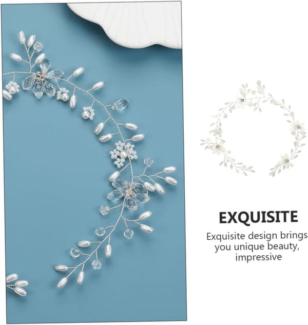 Brude- og krystallhodebånd Hårpynt til bryllup Håndlaget blomsterdesign Elegant hårstykke