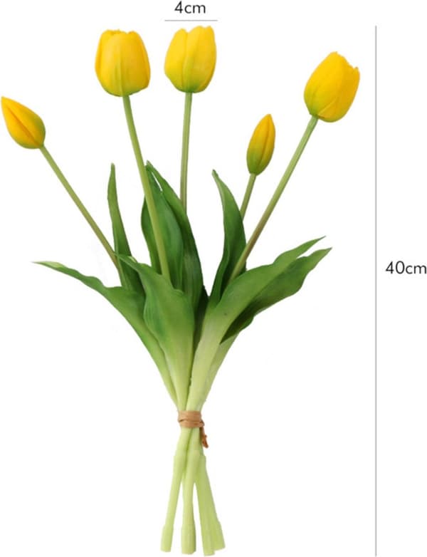 Real Touch Tulips - Red Artificial Tulips 40cm - Silk Latex Flowers for Wedding Spring Red Red