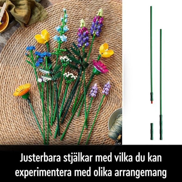 Højkvalitets 10313 Icons Vildblomstbuket, med Lavendel og Gerbera, Byggesæt til Voksne, Gave, Botanisk Samling, 2024 Sæt