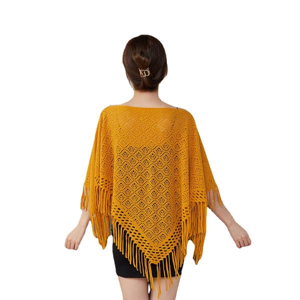 Tassel Hollow Mesh Jacket Spring and Summer Personalized Top Sweater Women's Shawl Cape