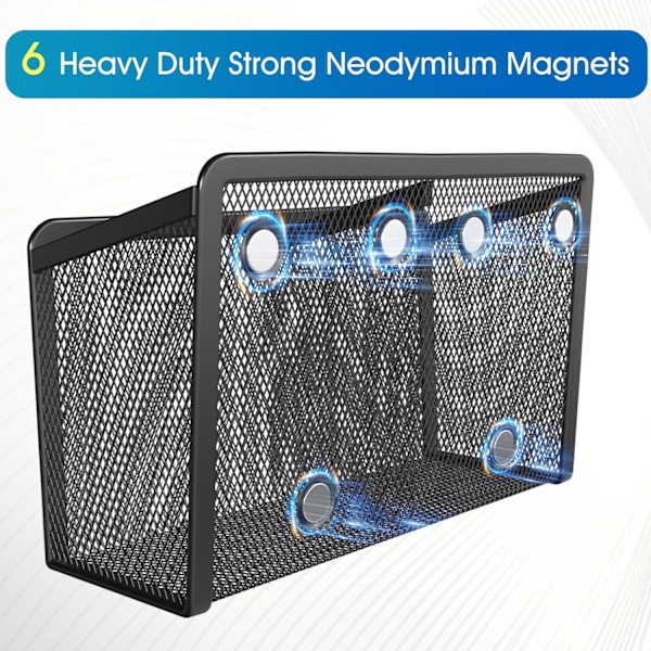 Magnetisk Penneholder, Mesh Blyantsholder til Skrivebordsopbevaring Kurv Organizer Markørholder - 2 Kurve