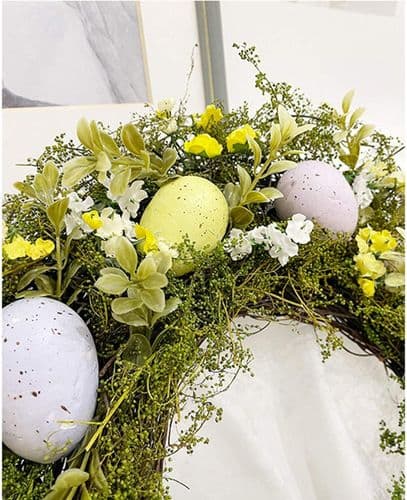 Easter Wreath 36 cm Easter Egg Wreath for Front Door Spring Wreath with Mixed