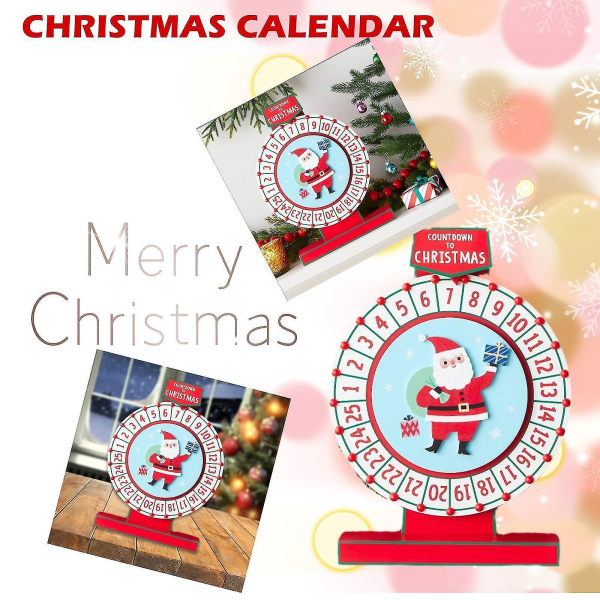 Træ Julemand Drejeskive Dekoration Jule Nedtælling Adventskalender Hjul Ornament