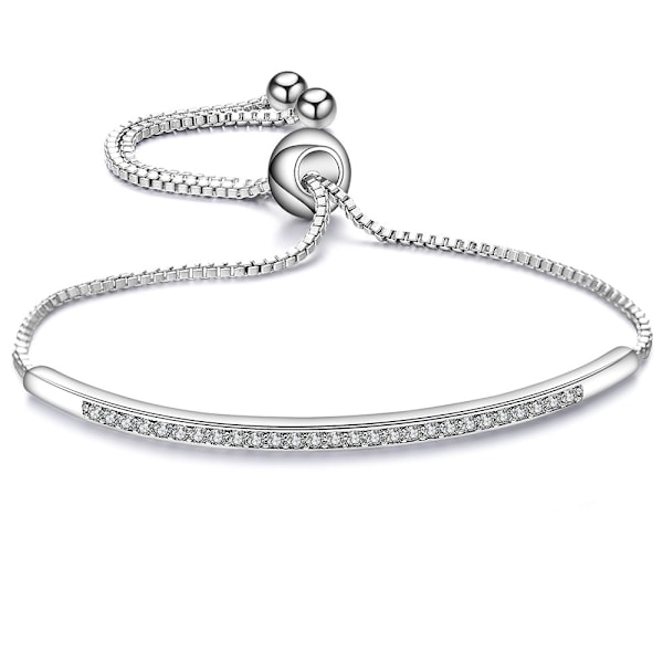 Trendigt silverarmband för kvinnor, utsökt glidande spännarmband smycken, justerbart damarmband