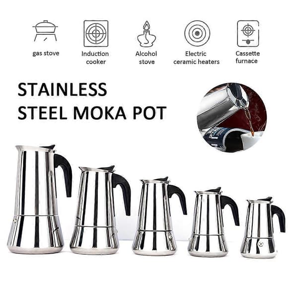 2~12 kopper kaffemaskine Moka rustfrit stål komfur perkolator kande Latte Top Espresso