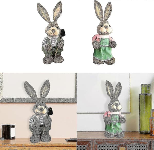 Easter Bunny Figurine Home Decor Animal Sculpture Rabbit Statue For Tabletop Farmhouse Kitchen Hallway Easter Day-B