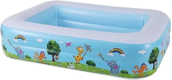 Inflatable Rectangular Pool for Kids and Adults 120cmx83cm, Above Ground Rectangular Family Pools for Outdoor Garden Use