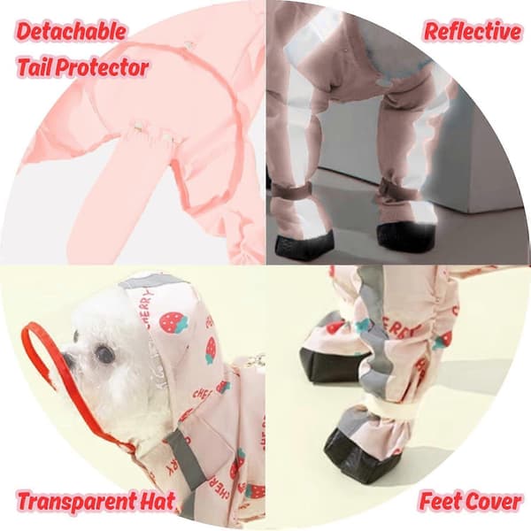 Small Dog Raincoat with Rain Boot Set, Full Coverage Waterproof with Backpack, Reflective Dog Raincoat Rain Boots