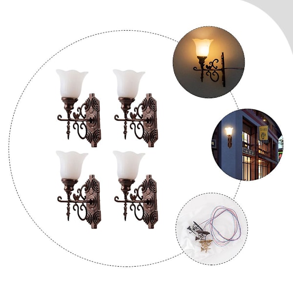 4 stk Simulerte Mini Hagelamper Modell Lys Modell Sandbord Lampe Dekorasjoner 1.7X2.5CM 1.7X2.5CM