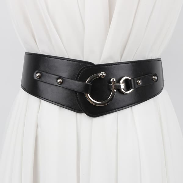 Dame Vintage Bredt Elastisk Tykt Stretchbelte med Interlock-spenne for Kjole