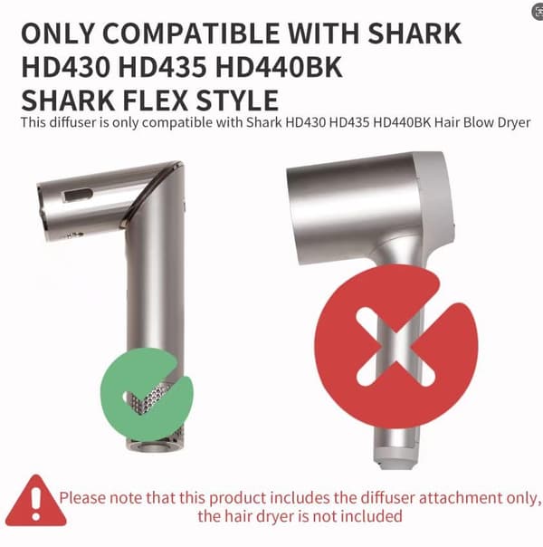 Lämplig för Shark diffuserfäste Flex Style lockdefinierande stylingverktyg för vågigt, lockigt och frissigt hår