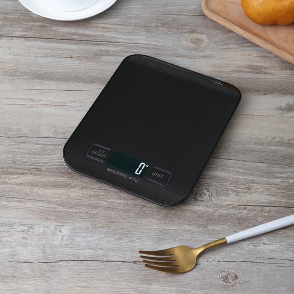 Digital køkkenvægt - 5 kg kapacitet, baggrundsbelyst LCD-display til bagning, madlavning og måltidsforberedelse (Sort)
