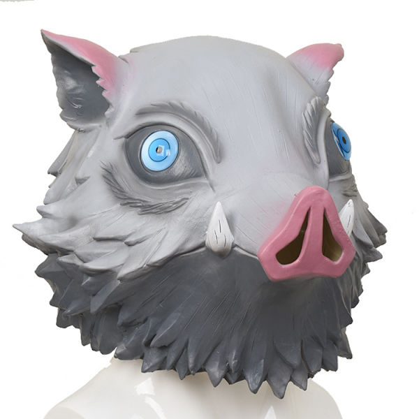 Demon Slayer Full Head Boar Mask Med Anime Gris Maske Full Head Halloween Cosplay Rekvisitter For Voksne