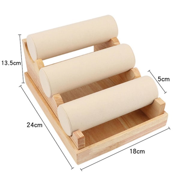 2x Trä 3-lagers Armbandsklocka Stativhållare Smyckesutställning Display Förvaring Halsband Armband Organiser