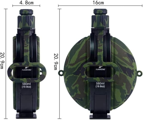 580 ml flexibel vikbar silikonvattenflaska med kompass för utomhussporter, camping, vandring, grön