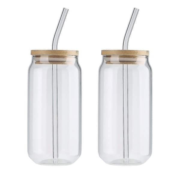 2 drikkeglas Burkglas Kold drik Mælkeglas Sugerør