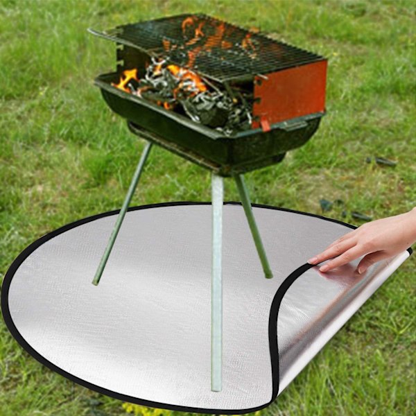 Fontainebleau Brandbeskyttelsesmåtte, Varmebestandig Grillmåtte og Gulvpejs, Rund Ildstedsmåtte til at Beskytte Din Terrasse, Græsplæne 61c