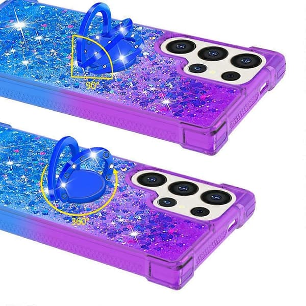Til Samsung Galaxy S25 Ultra TPU-deksel med stativ Gradient Quicksand Støtsikker beskyttelse (lilla himmelblå)