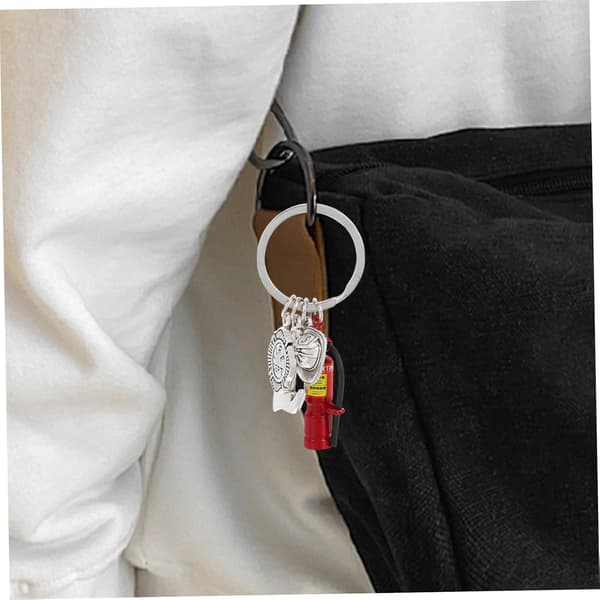 Firefighter Keychain with Fire Extinguisher and Helmet Charms Durable Appreciation Symbols