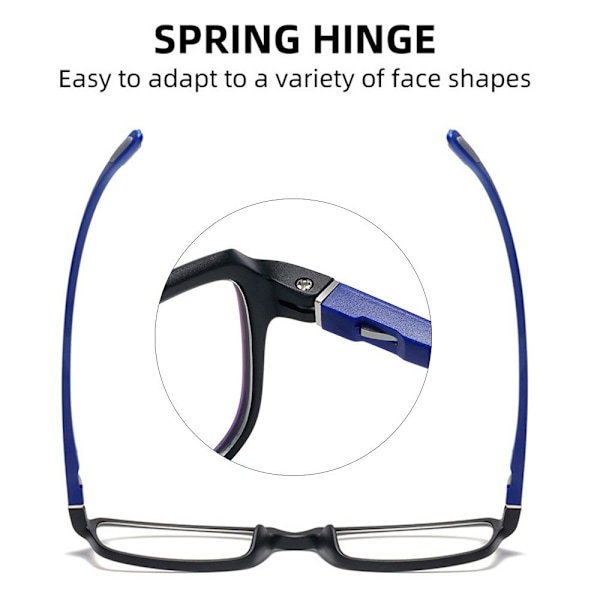 Anti-blåt lys læsebriller Firkantede briller BLÅ STYRKE Blu Blu Blue Strength 150