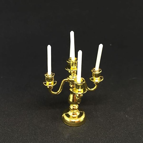 1 stk Miniatyr Matspill Scene Modell Tilbehør Mini Lysestake Dekorasjon For Barn (gull) Golden 3X5.5CM