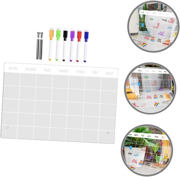 Acrylic Memo Board 9 Pieces with 2 Thumbtacks and 6 Whiteboard Pens