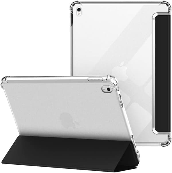 Case for iPad Air 4, Pro 11 Soft Transparent TPU Back, Shockproof Protective Case, Lightweight Durable Smart Cover with Auto Sleep/Wake, Black