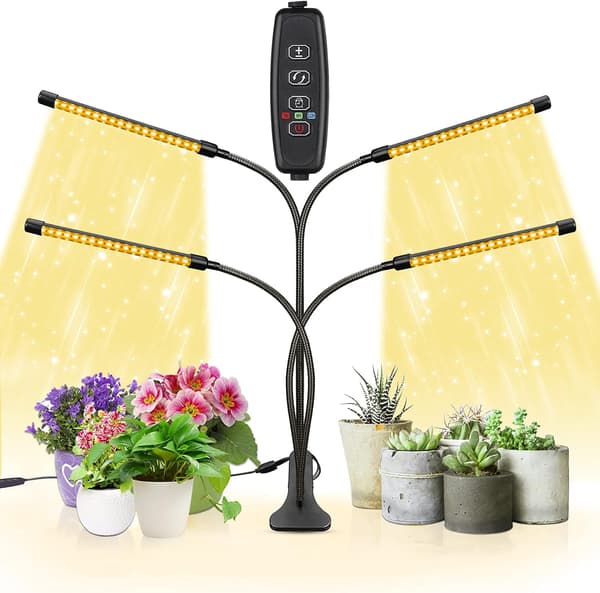 Vækstlampe, 80W 4 Timerhoveder 80 LED'er 9 Dæmpningsniveauer Vækstlampe