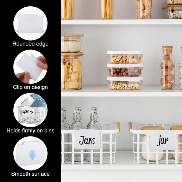 12 pcs - Labels - Basket labels with clip - Removable storage shelf labels - Chalkboard label
