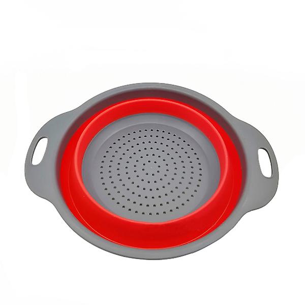 Multifunktionel silikone foldefrugt grøntsagsvaskekurv Sammenklappelig dørslag Køkkenværktøj Stor størrelse (rød)Rød Red