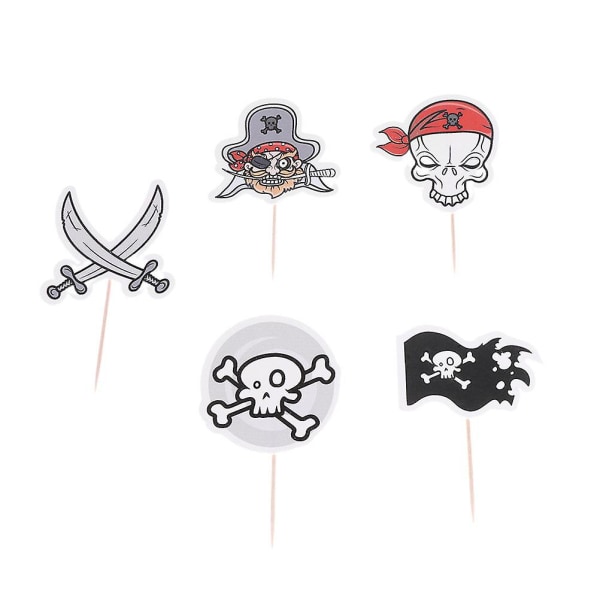 15 stk Piratdekorerte Kakeinnsatser Skalle Cupcakes Toppers Papir Kakedekorasjon Toppers PartygaverM M